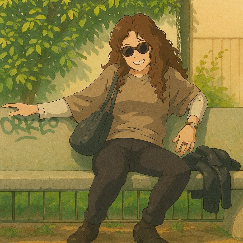Pourriez-vous, je vous prie, transformer cette image en style Ghibli ?
On respectera:
- La tenue vestimentaire de cette femme au détail près: les mêmes lunettes de soleil, le même pull beige à manche mi-longues porté sur un t-shirt blanc à manches longues, et le même pantalon noir ultra moulant en stretch avec de fines rayures rouges.
- Les détails physiques: même coupe de cheveux longue, ondulée et châtain.
On respectera fidèlement aussi la position corporelle ainsi que l'effet ultra moulant du pantalon.
D'avance, merci beaucoup.