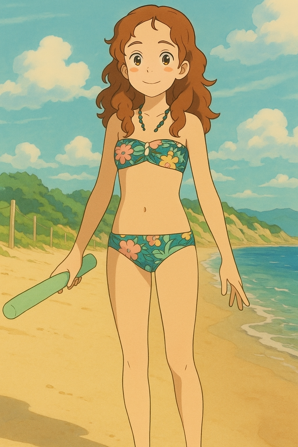 Pourriez-vous, je vous prie, transformer cette image en style Ghibli ? On respectera la couleur des yeux qui est NOISETTE clairs s'il vous plait.