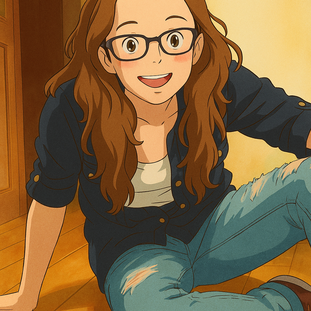Pourriez-vous, je vous prie, transformer cette image en style Ghibli ? 
 On colorisera cette image et on respectera fidèlement la couleur des yeux qui est NOISETTE clairs, s'il vous plaît.
D'avance, merci beaucoup.
