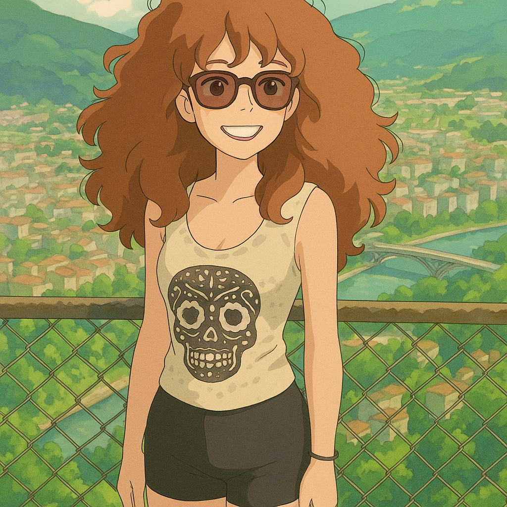 Pourriez-vous, je vous prie, transformer cette image en style Ghibli ?
Prière de respecter la couleur des yeux de cette fille qui sont Noisette clairs. Et prière de ne pas oublier les lunettes et de bien restituer l'aspect moulant du short cycliste noir, s'il vous plaît.
D'avance, merci beaucoup.