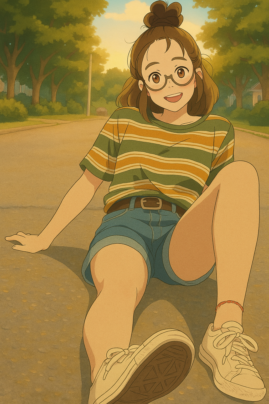 Pourriez-vous, je vous prie, transformer cette image en style Ghibli ? 
 On respectera fidèlement la couleur des yeux qui est NOISETTE clairs, s'il vous plaît.
D'avance, merci beaucoup.