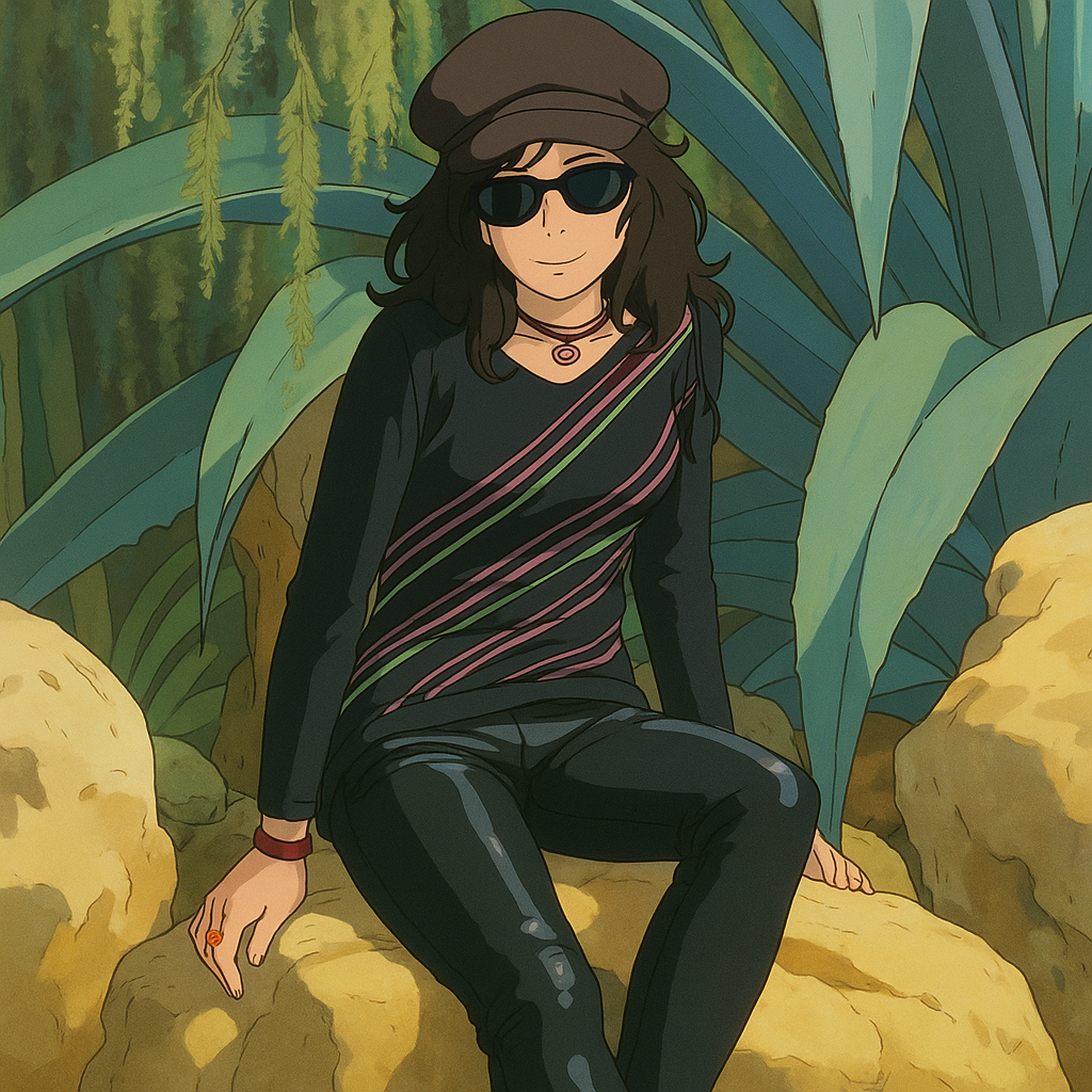 Pourriez-vous, je vous prie, transformer cette image en style Ghibli ?
On respectera:
- La tenue vestimentaire de cette femme au détail près: la même casquette, les mêmes lunettes de soleil, le même haut rayé à manches longues, et le même pantalon ultra moulant noir en sky (avec effet brillant).
- Les détails physiques: même coupe de cheveux longue, ondulée et brune.
On respectera fidèlement aussi la position corporelle ainsi que l'effet ultra moulant du pantalon en sky.
D'avance, merci beaucoup.