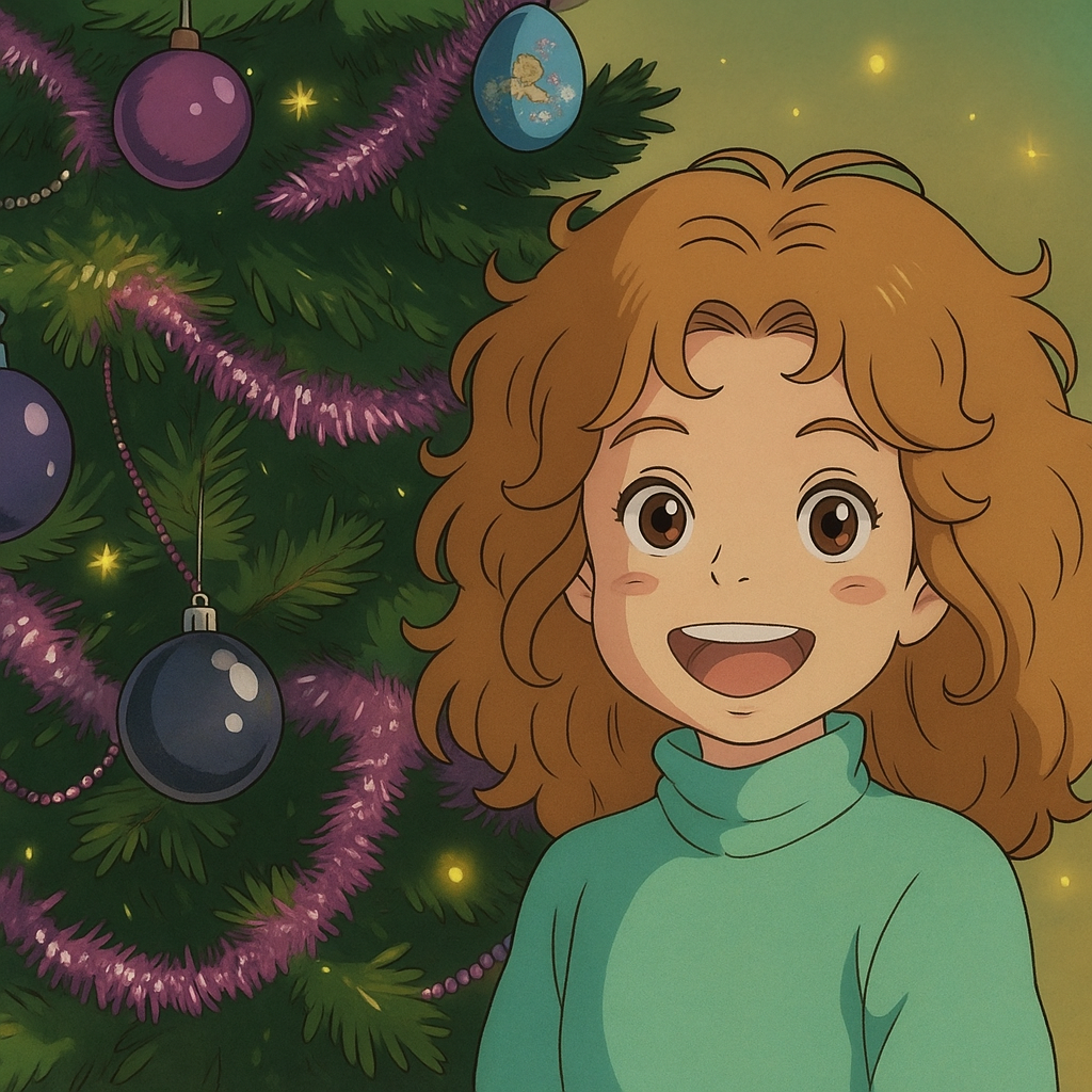 Pourriez-vous, je vous prie, transformer cette image en style Ghibli ? 
 On respectera la couleur des yeux qui est NOISETTE clairs s'il vous plait. 