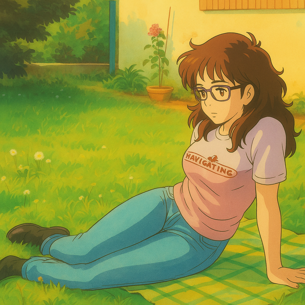 Pourriez-vous, je vous prie, transformer cette image en style Ghbli ?
On respectera:
- La tenue vestimentaire de cette femme au détail près:
Le même t-shirt, les mêmes lunettes de vue et le même jean moulant.
On insistera sur le fait de bien restituer l'effet moulant du jean.
- Les détails physiques:
-> même coupe de cheveux longue, ondulée et châtain, et les mêmes yeux NOISETTE clairs.
On respectera aussi la position corporelle.
D'avance, merci beaucoup.