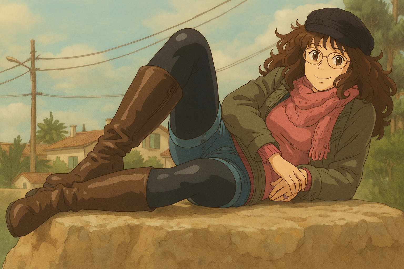 Pourriez-vous, je vous prie, transformer cette image en style Ghibli ?
On respectera:
- La tenue vestimentaire de cette femme au détail près: les mêmes lunettes de vue, la même veste grise portée sur le même pull rose, le même foulard et le même short en jean ultra moulant porté sur un leggins noir en lycra (effet brillant).
- Les détails physiques: même coupe de cheveux longue, ondulée et châtain et les mêmes yeux NOISETTE clairs.
On respectera fidèlement aussi la position corporelle ainsi que l'effet ultra moulant du short en jean.
D'avance, merci beaucoup.