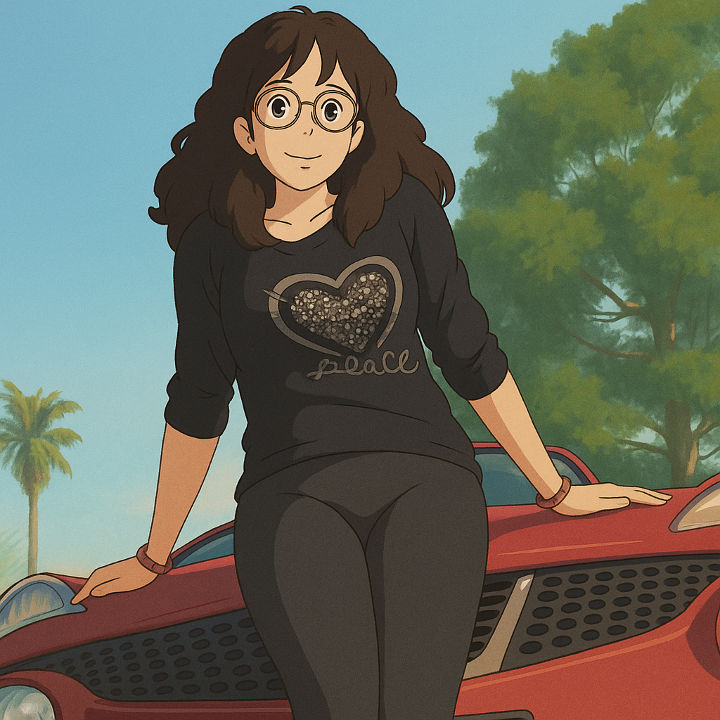 Pourriez-vous, je vous prie, transformer cette image en style Ghibli ?
On respectera:
- La tenue vestimentaire de cette femme au détail près: les mêmes lunettes de vue, le même haut noir, et le même leggins moulant noir à texture mate.
- Les détails physiques: même coupe de cheveux longue, ondulée et brune et les mêmes yeux NOISETTE clairs.
On respectera fidèlement aussi la position corporelle ainsi que l'effet moulant du leggins
D'avance, merci beaucoup.