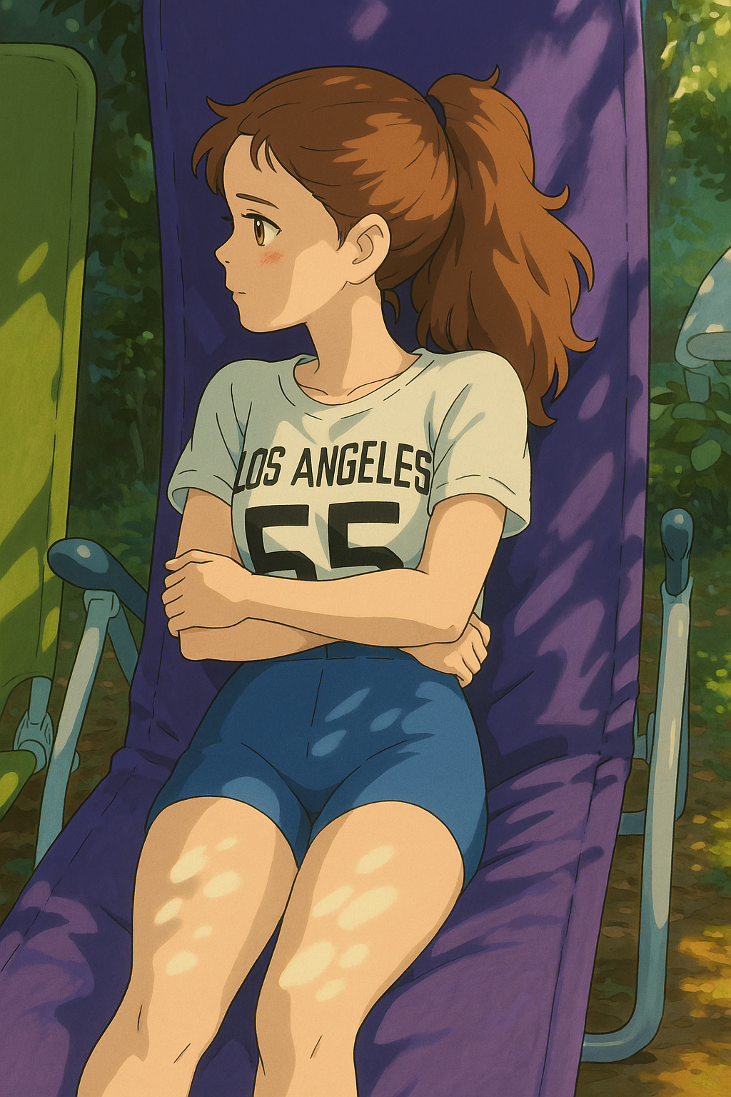 Pourriez-vous, je vous prie, transformer cette image en style Ghibli ?
On respectera fidèlement la couleur des yeux qui est NOISETTE clairs, et on restituera fidèlement les détails du short en jean de cette fille tout en le dessinant aussi moulant qu'un short cycliste, s'il vous plaît.
D'avance, merci beaucoup.