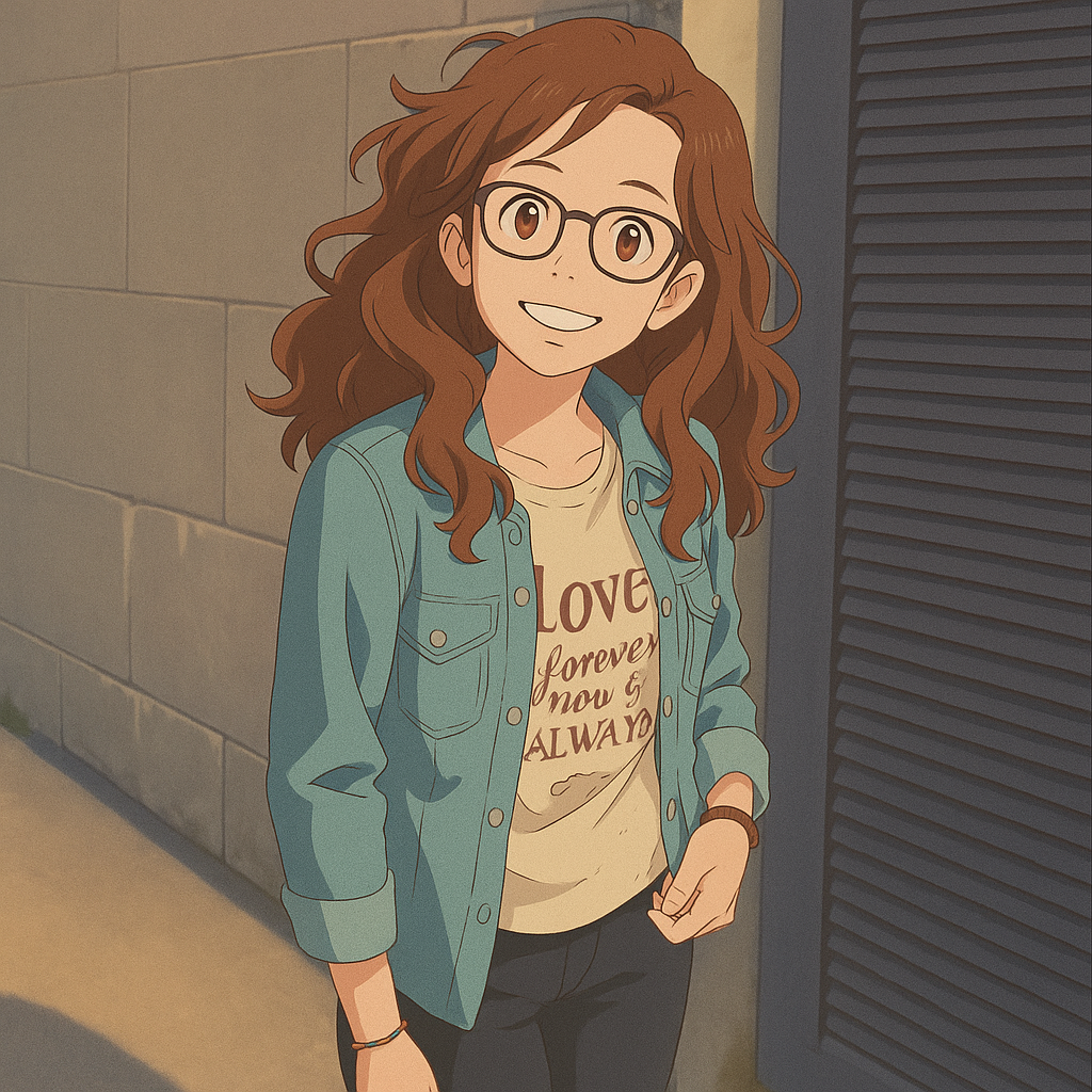 Pourriez-vous, je vous prie, transformer cette image en style Ghibli ? 
On respectera la couleur des yeux qui est NOISETTE clairs s'il vous plait. 
D'avance, merci beaucoup.
