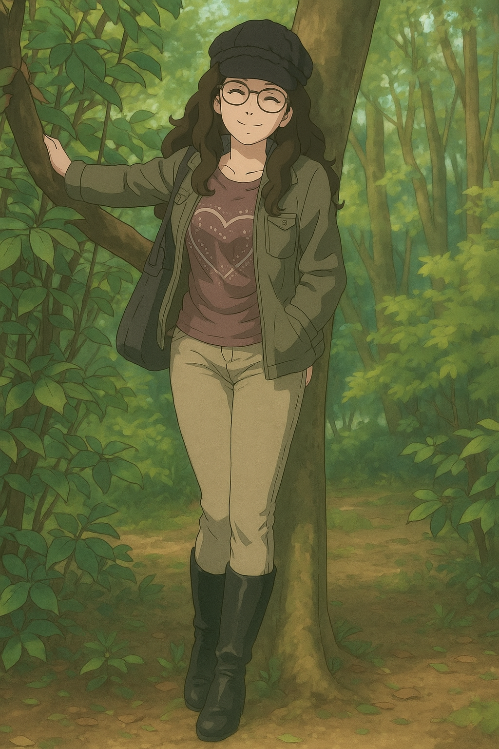 Pourriez-vous, je vous prie, transformer cette image en style Ghibli ?
On respectera:
- La tenue vestimentaire de cette femme au détail près: la même casquette noire en laine, les mêmes lunettes de soleil, la même veste grise portée sur le même t-shirt marron à motif, et le même jean beige moulant.
- Les détails physiques: même coupe de cheveux longue, ondulée et châtain.
On respectera fidèlement aussi la position corporelle ainsi que l'effet moulant du jean.
D'avance, merci beaucoup.