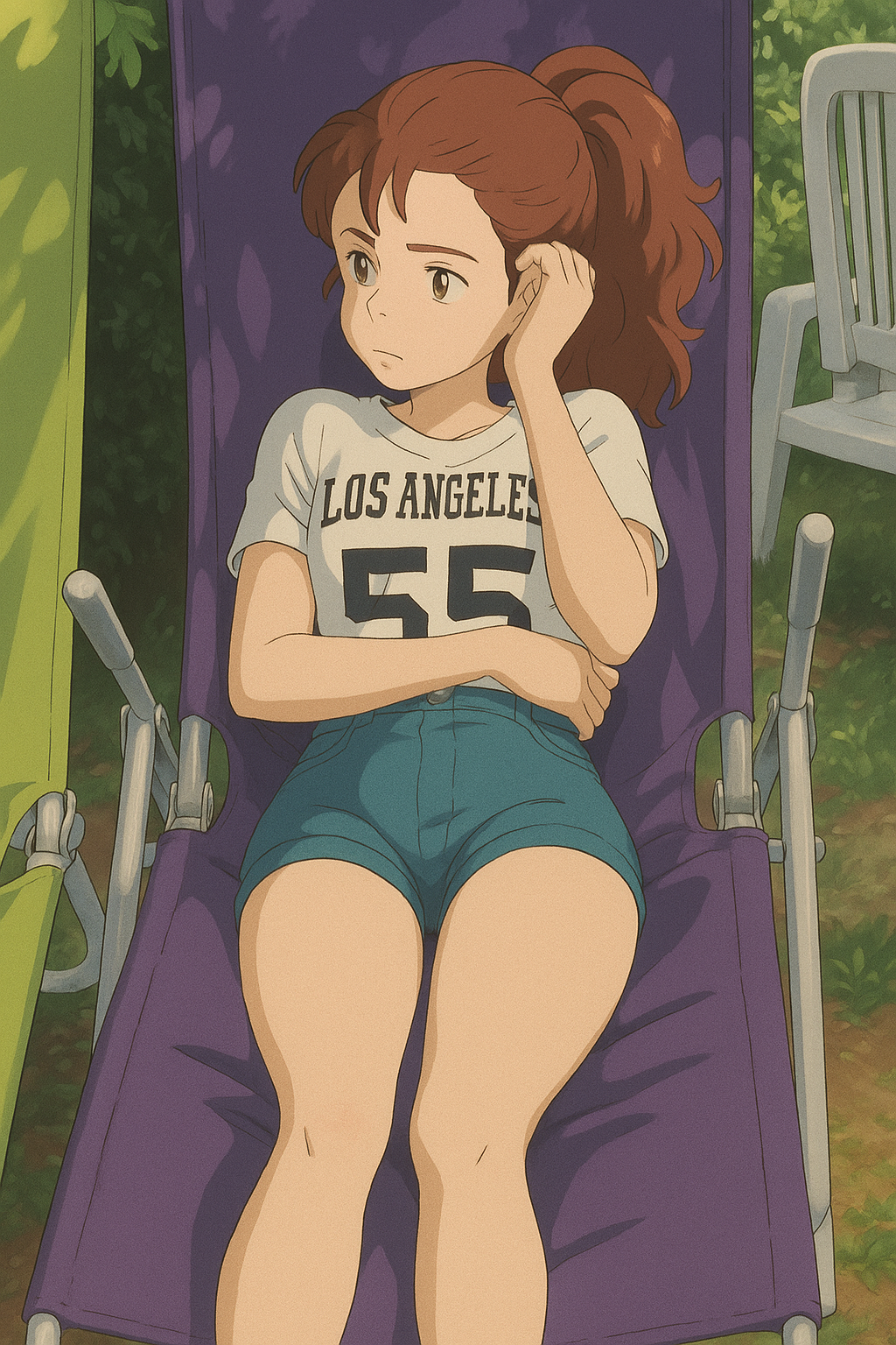 Pourriez-vous, je vous prie, transformer cette image en style Ghibli ?
On respectera fidèlement la couleur des yeux qui est NOISETTE clairs, et on restituera fidèlement les détails du short en jean de cette fille tout en le dessinant aussi moulant qu'un short cycliste, s'il vous plaît.
D'avance, merci beaucoup.