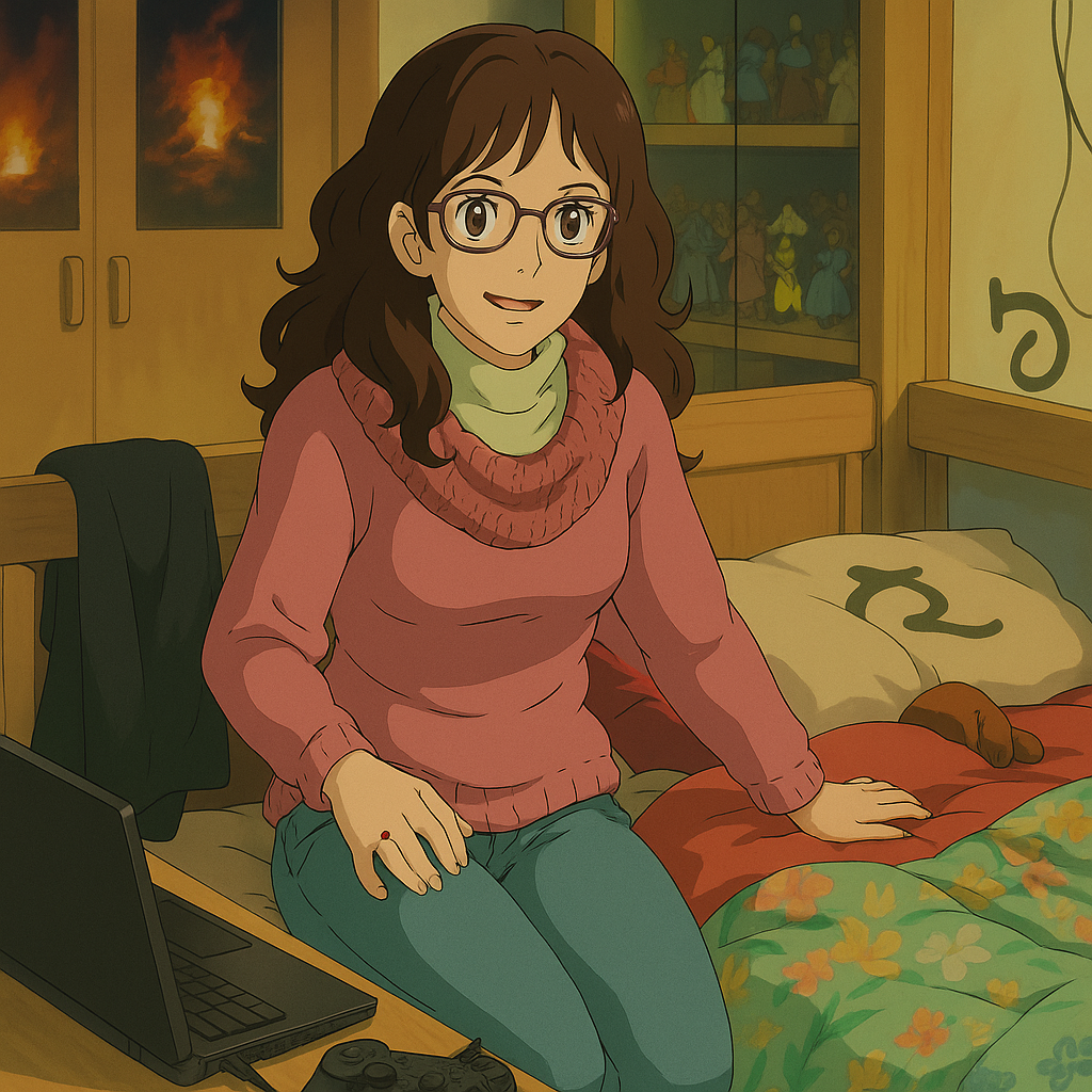 Pourriez-vous, je vous prie, transformer cette image en style Ghbli ?
On respectera:
- La tenue vestimentaire de cette femme au détail près:
Le même pull rose, les mêmes lunettes de vue et le même jean moulant.
On insistera sur le fait de bien restituer l'effet moulant du jean.
- Les détails physiques:
-> même coupe de cheveux longue, ondulée et châtain, et les mêmes yeux NOISETTE clairs.
On respectera aussi la position corporelle.
D'avance, merci beaucoup.