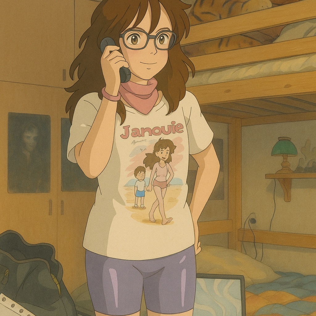 Pourriez-vous, je vous prie, transformer cette image en style Ghbli ?
On respectera:
- La tenue vestimentaire de cette femme au détail près:
La même t-shirt blanc avec ses dessins, les mêmes lunettes de vue et le même short cycliste moulant lavande en lycra (effet brillant).
On insistera sur le fait de bien restituer l'effet moulant du short cycliste.
- Les détails physiques:
-> même coupe de cheveux longue, ondulée et châtain, et les mêmes yeux NOISETTE clairs.
On respectera aussi la position corporelle.
D'avance, merci beaucoup.