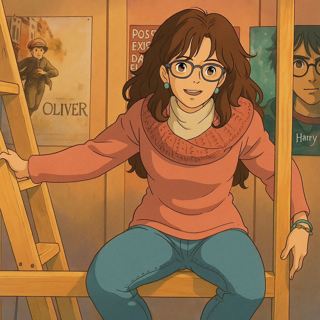 Pourriez-vous, je vous prie, transformer cette image en style Ghbli ?
On respectera:
- La tenue vestimentaire de cette femme au détail près:
Le même pull rose, les mêmes lunettes de vue et le même jean moulant.
On insistera sur le fait de bien restituer l'effet moulant du jean.
- Les détails physiques:
-> même coupe de cheveux longue, ondulée et châtain, et les mêmes yeux NOISETTE clairs.
On respectera aussi la position corporelle.
D'avance, merci beaucoup.
