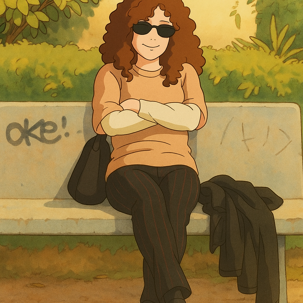 Pourriez-vous, je vous prie, transformer cette image en style Ghibli ?
On respectera:
- La tenue vestimentaire de cette femme au détail près: les mêmes lunettes de soleil, le même pull beige à manche mi-longues porté sur un t-shirt blanc à manches longues, et le même pantalon noir ultra moulant en stretch avec de fines rayures rouges.
- Les détails physiques: même coupe de cheveux longue, ondulée et châtain.
On respectera fidèlement aussi la position corporelle ainsi que l'effet ultra moulant du pantalon.
D'avance, merci beaucoup.