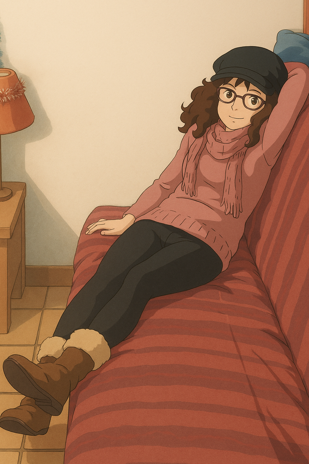 Pourriez-vous, je vous prie, transformer cette image en style Ghibli ?
On respectera:
- La tenue vestimentaire de cette femme au détail près: le même pull rose, le même foulard, la même casquette noire en laine, les mêmes lunettes de vue, le même leggins moulant noir en lycra.
- Les détails physiques: même coupe de cheveux longue, ondulée et châtain et les mêmes yeux NOISETTE clairs.
On respectera fidèlement aussi la position corporelle ainsi que l'effet moulant du leggins.
D'avance, merci beaucoup.