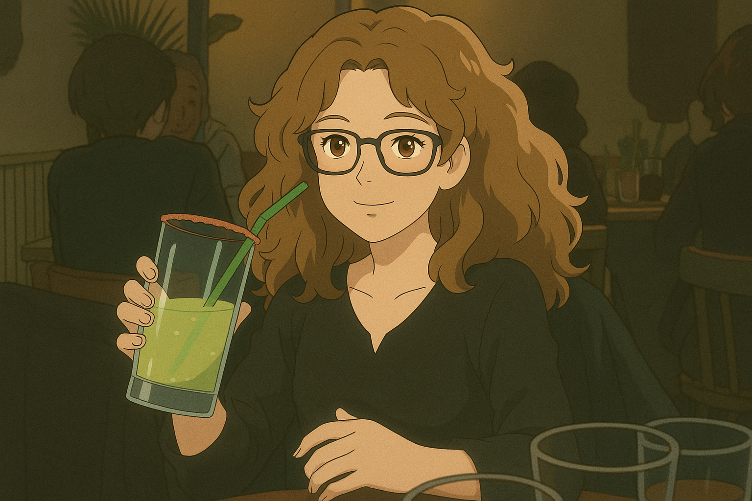 Pourriez-vous, je vous prie, transformer cette image en style Ghibli ? 
On respectera la couleur des yeux qui est NOISETTE clairs s'il vous plait. 
D'avance, merci beaucoup.
