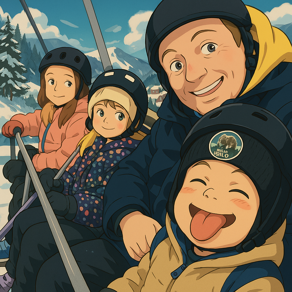 make them ghibli studio stile with more mountain background
