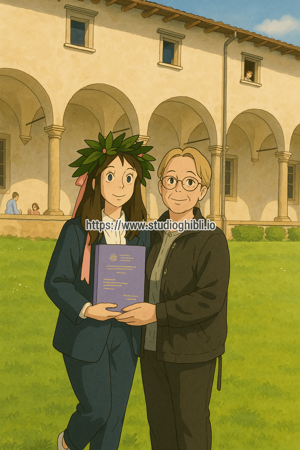 Turn this image into Studio Ghibli style easy to trace